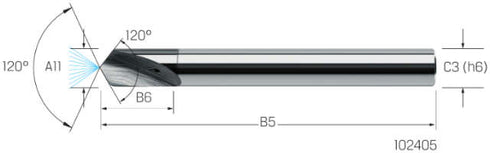 Kleinstbohrer MIKRON, VHM, eXedur RIP, mit Fase 120°, mit Innenkühlung
