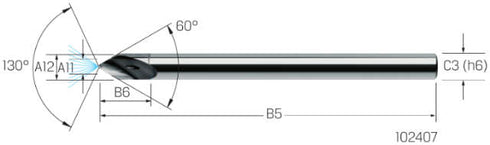 Kleinstbohrer MIKRON, VHM, eXedur RIP, mit Fase 60°, mit Innenkühlung