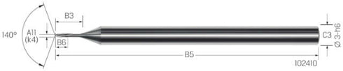 Kleinstbohrer VHM MIKRON, VHM, 3 × A11, eXedur RIP