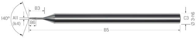Kleinstbohrer MIKRON, VHM, 3 × A11, Titan