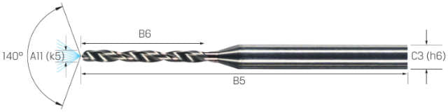 Kleinstbohrer MIKRON, VHM, 6 × A11, mit Innenkühlung
