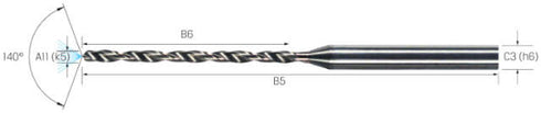 Kleinstbohrer MIKRON, VHM, 15 × A11, eXedur RIP, mit Innenkühlung