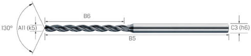 Kleinstbohrer MIKRON, VHM, 5 × A11, DLC