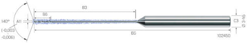 Kleinstbohrer MIKRON, VHM, 50 × A11, mit integrierter Kühlung, eXedur