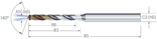 Kleinstbohrer VHM MIKRON, 6 × A11, eXedur SNP, IK