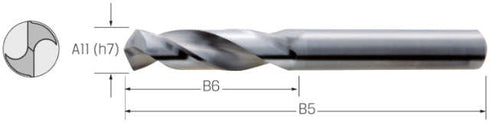 PREMUS twist drill, solid carbide Type N extra short