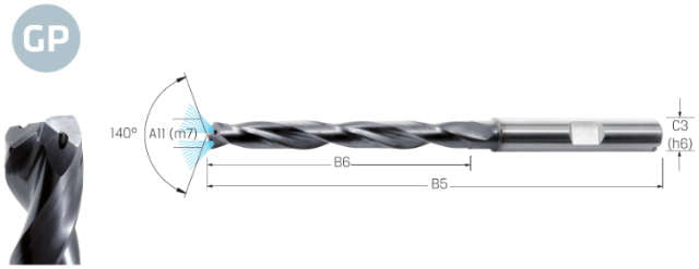 Hochleistungsbohrer VHM PREMUS GP, GP, 8 × A11, TiAlN, HB, IKZ