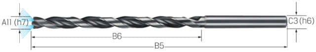 Hochleistungsbohrer PREMUS, VHM Schaftform HA Typ INOX 12 × A11 Innenkühlung