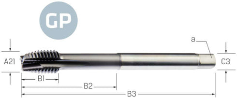 Maschinengewindebohrer PREMUS GP, metrisch, HSS-E PM, Hardlube, 6GX
