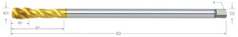 Maschinengewindebohrer PREMUS, metrisch,<br/>HSSE-V3,<br/>TiN, extra lang