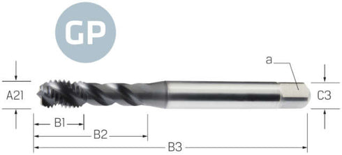 Maschinengewindebohrer PREMUS GP, metrisch, HSS-E PM, Hardlube, 6GX