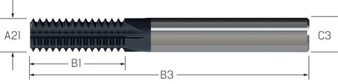 Gewindefräser JBO, VHM, GFH, metrisch, 2 × A21, TiAlN