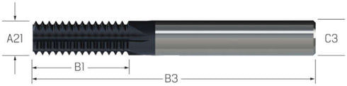 Gewindefräser JBO, VHM, GFH, metrisch, 2 × A21, TiAlN