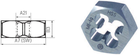 Hexagonal Die JBO, HSS metric
