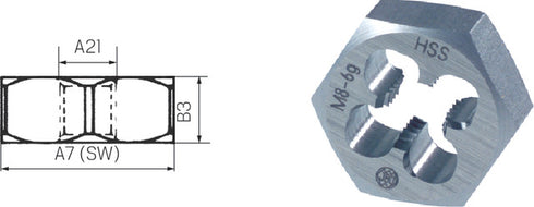 Hexagonal Die JBO, HSS metric