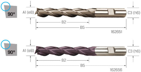 PREMUS drill slot cutter, HSS-Co extra long sharp-edged TiAlN