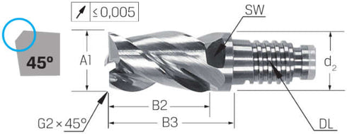 Zylinderfräser HAIMER, Duo Lock, Power 1,5 × A1
