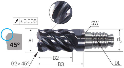 Zylinderfräser HAIMER, Duo Lock, Power, 1,5 × A1