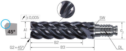 Zylinderfräser HAIMER, Duo Lock, Power, 3 × A1