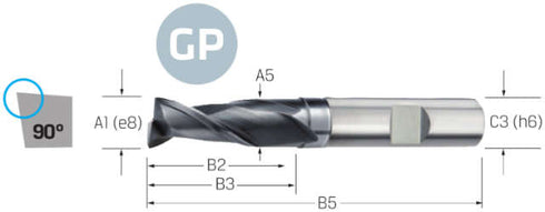 Schaftfräser VHM PREMUS GP, lang, mit Schutzfase, scharf, ALCRONA