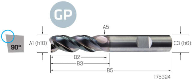 Schaftfräser VHM PREMUS GP, GP, lang, DLC, HB