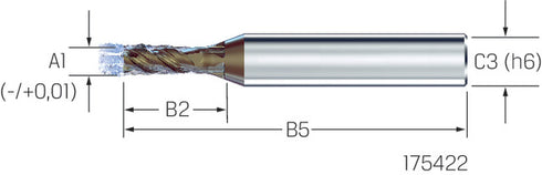 Kleinstfräser VHM MIKRON, CrazyMill Cool, zylindrisch, Typ A-2 × A1, eXedur SNP
