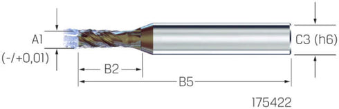 Kleinstfräser VHM MIKRON, CrazyMill Cool, zylindrisch, Typ A-2 × A1, eXedur SNP