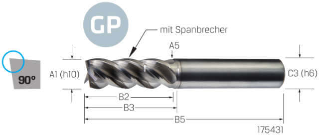 Schaftfräser VHM PREMUS GP, GP, lang, beschichtet, HA
