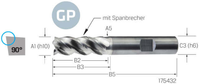 Schaftfräser VHM PREMUS GP, GP, lang, beschichtet, HB