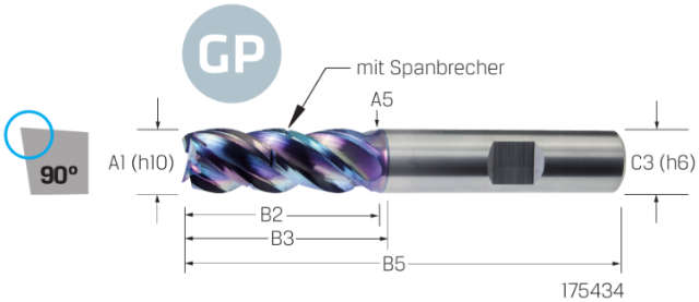Schaftfräser VHM PREMUS GP, GP, lang, DLC, HB