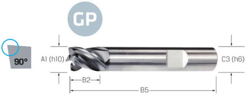 Hochleistungsfräser PREMUS GP, kurz mit Schutzfase scharf ALCRONA