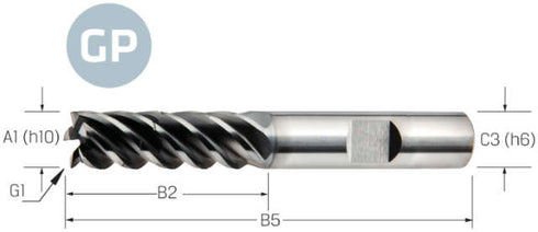 Solid Carbide End Mill VHM PREMUS GP, GP, 3 × A1, long, Alnova