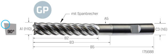Schaftfräser VHM PREMUS GP, GP, 5 × A1, beschichtet, HB