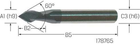 Multifunktionsfräser PREMUS, 60°, kurz,<br/>ALCRONA