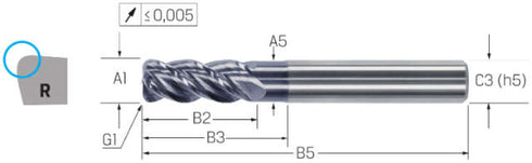 Torusfräser VHM HAIMER, Power, HA, Eckenradius,<br/>beschichtet
