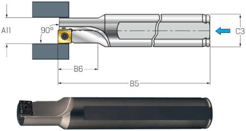 Dreh- und Bohrwerkzeug SAU, 1,5×A11, rechts