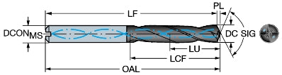 CoroDrill® 861 Vollhartmetallbohrer SANDVIK, 861.1-0380-011A1-GP GC34