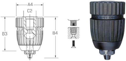Bohrfutter Extra RV RÖHM, mit Radialverriegelung, Aufnahme 1/2"-20