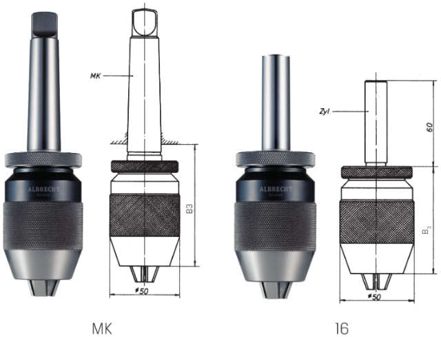 Schnellspannbohrfutter ALBRECHT, Spannbereich 1–13 mm