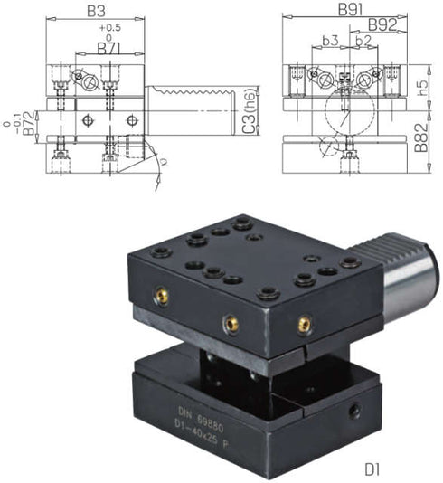 Werkzeughalter PRETEC, DIN 69880 Vierkant-Mehrfachaufnahme Radial Form D1