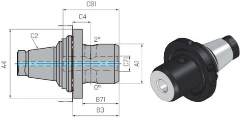 Werkzeugadapter WTO, Weldon/Whistle-Notch kurz