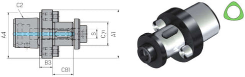 Werkzeugadapter WTO, ISO 26623-1 Kombi-Fräsdornadapter kurz, ohne Greiferrille