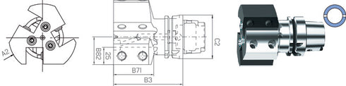 Werkzeughalter SWISS TOOLS, axial dreifach