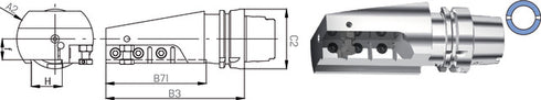 Werkzeughalter SWISS TOOLS, Abstechhalter, HSK T axial