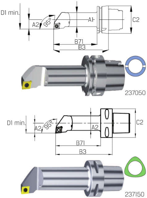 Bohrstange SWISS TOOLS, 95°/80° SCLC R/L