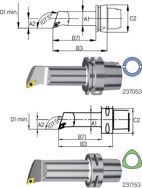 Bohrstange SWISS TOOLS, 107,5°/55° SDQC L/R