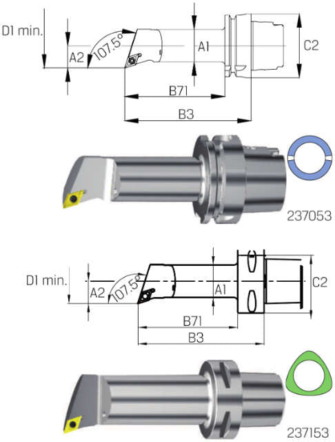 Bohrstange SWISS TOOLS, 107,5°/55° SDQC R/L