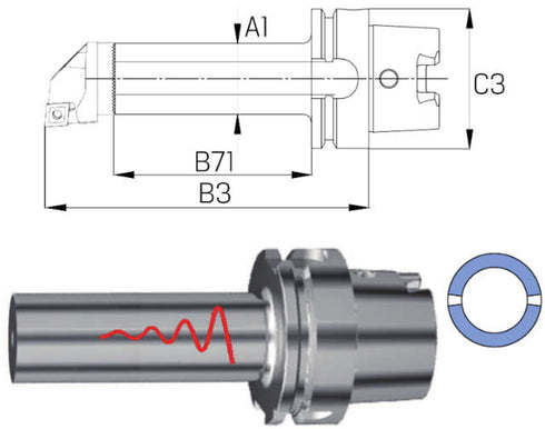 Bohrstange SWISS TOOLS, für Wechselkopf, schwingungsgedämpft