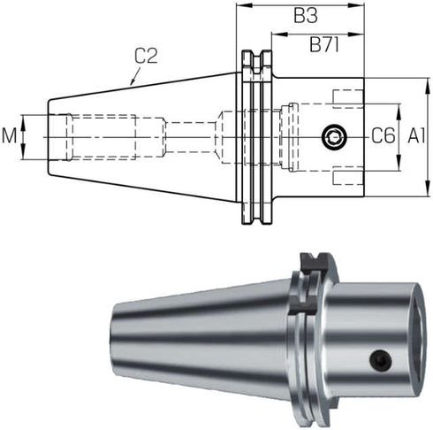 Spindelwerkzeug SWISS TOOLS, Grundaufnahme ISO 7388-1 (DIN 69871) Form AD
