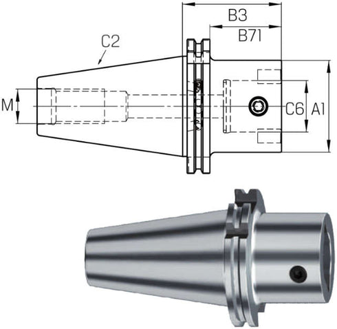 Spindelwerkzeug SWISS TOOLS, Grundaufnahme ISO 7388-1 (DIN 69871) Form B